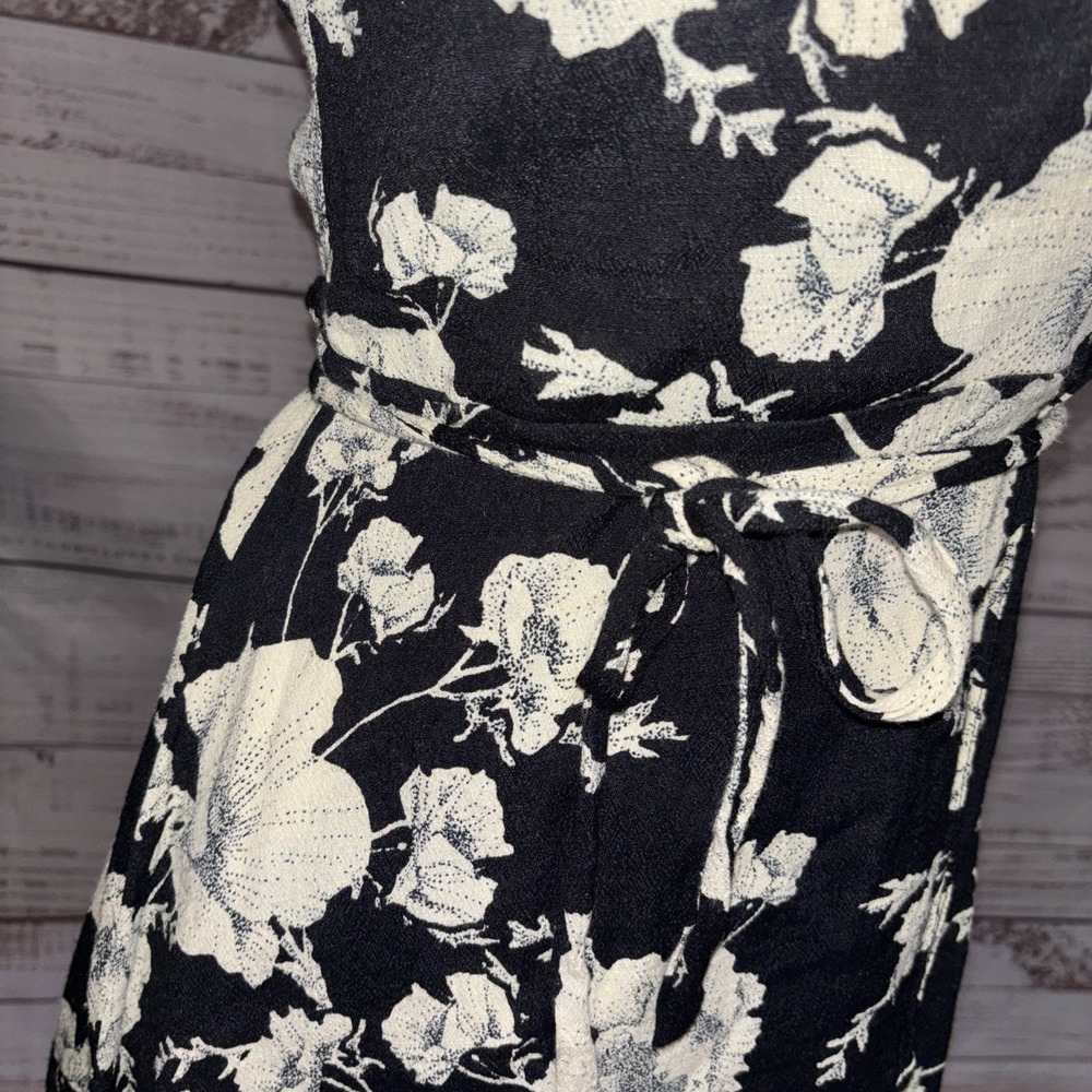 Free People Black Ruffle Floral Wrap French Quarter Mini Dress Womens XS BOHO - Picture 4 of 9